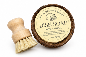 Velvety Lemon Dish Soap in Coconut Shell