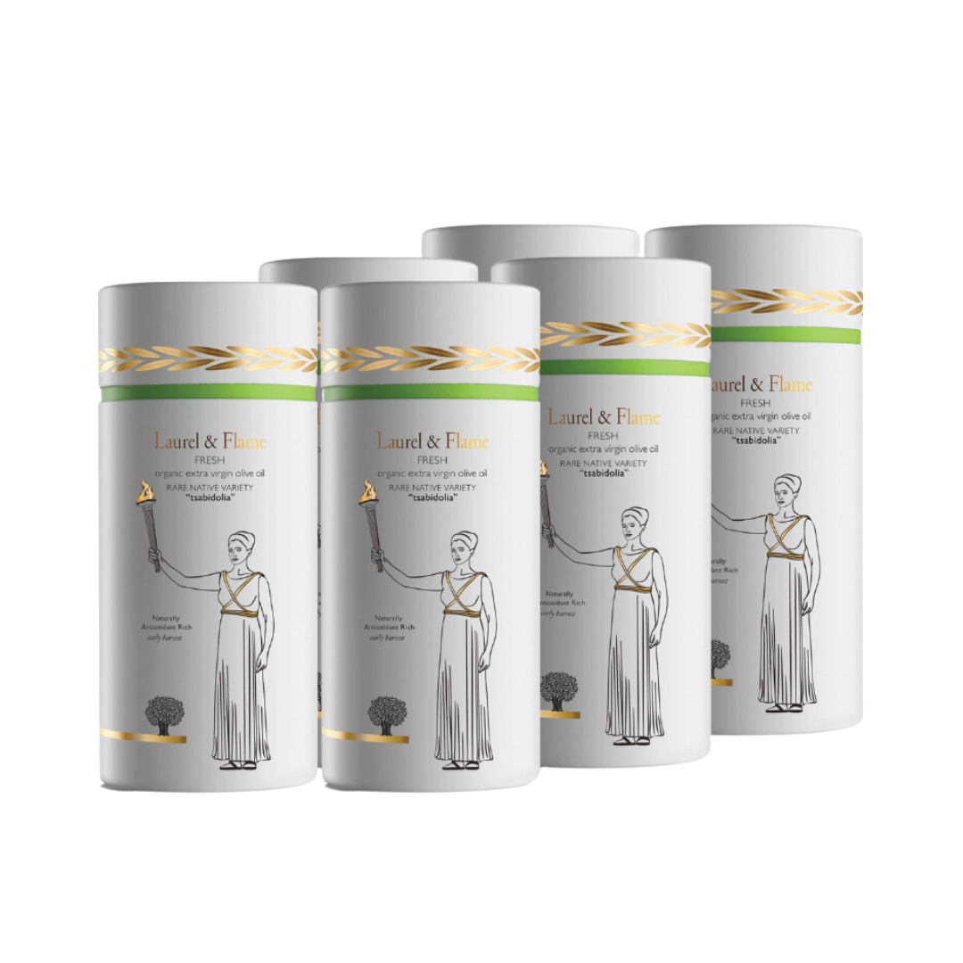 Laurel & Flame Fresh Tsabidolia Organic Extra Virgin Olive Oil, 2024 Harvest, 16.9 fl oz, 6 pack bundle