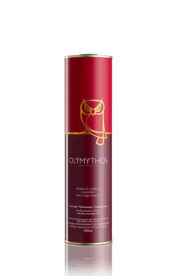OLYMYTHOS (formerly Olympian Myth) Koroneiki Robust Extra Virgin Olive Oil, Cold Pressed, NEW HARVEST, 750 ml (25.3 fl oz)
