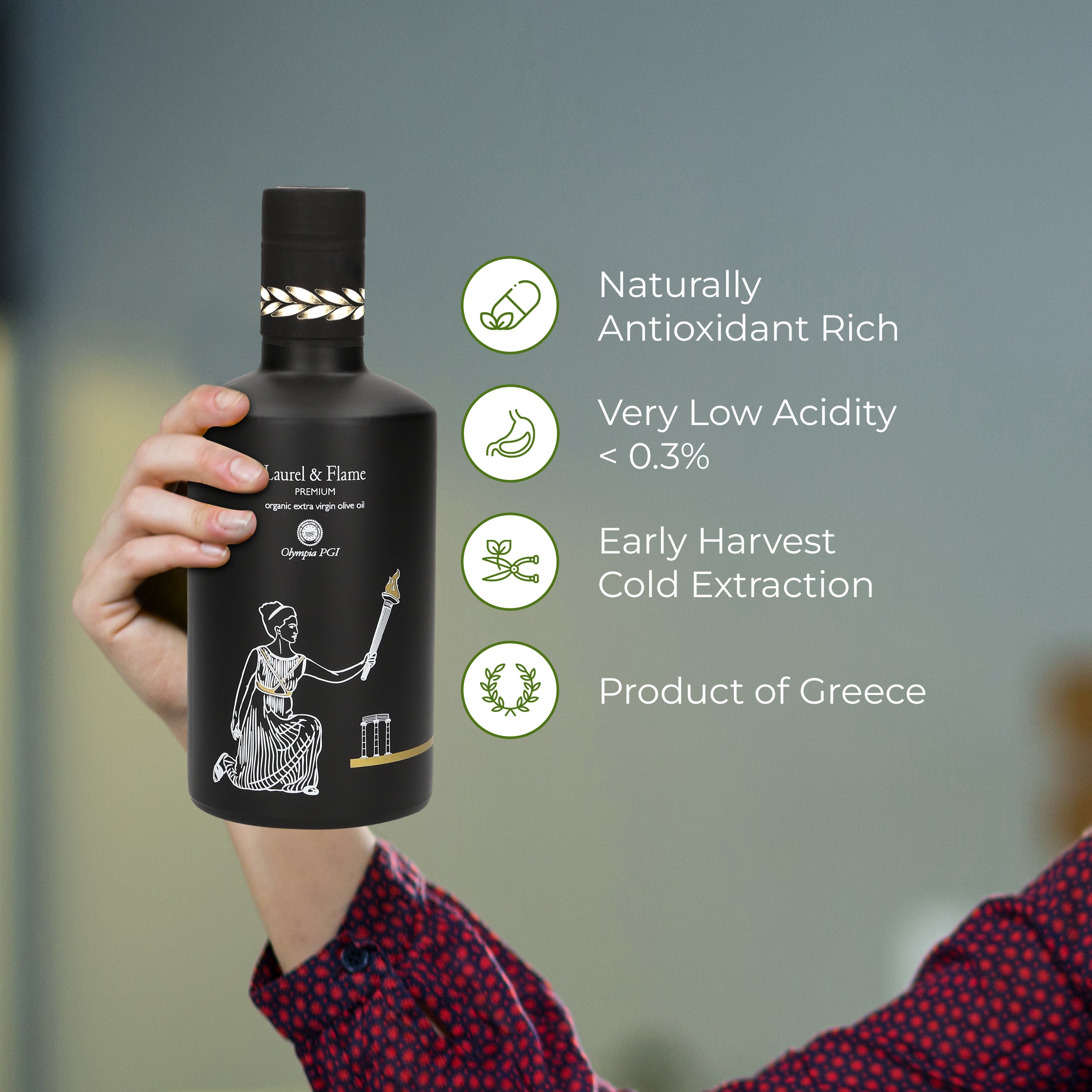 Laurel & Flame Premium Olympia PGI Organic Extra Virgin Olive Oil