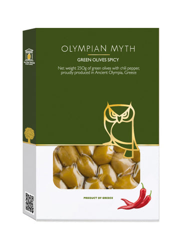 MYTHS OF ANCIENT OLYMPIA Green Olives Spicy, 250gr